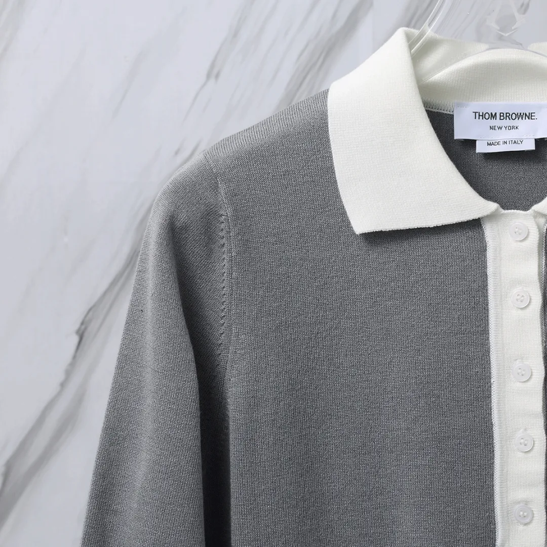 ：M 30（TB POLO ） THOM BROWNE TB POLO Classic Breathable Authentic Quality + Authentic Size：0/1/2 ：White/Navy Blue/Gray